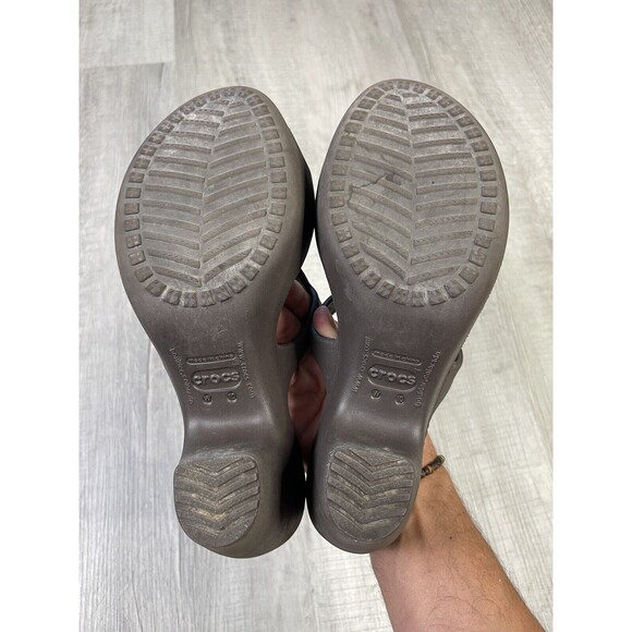 CROCS Women's Cyprus II Strappy Slip On Heels Shoes Size 10 Chocolate Brown B - Picture 8 of 9